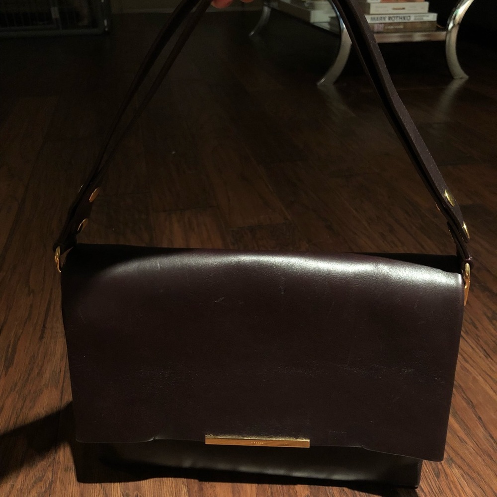 Celine Calf Skin Leather Blade Flap Shoulder Bag